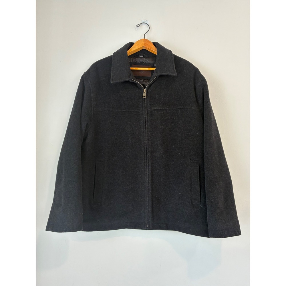 Dockers Mens Gray Wool Blend Quilted Lined Full Zip Jacket Coat